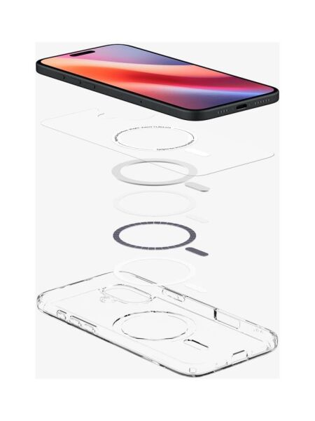 Spigen iPhone 16 Plus ile Uyumlu Kılıf Crystal Hybrid MagFit MagSafe Özellikli White