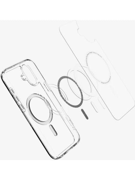 Spigen iPhone 16 Plus ile Uyumlu Kılıf Crystal Hybrid MagFit MagSafe Özellikli White