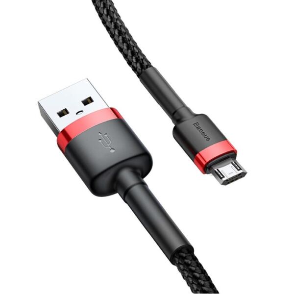 Baseus Cafule 1.5A 2M Micro Usb Data Şarj Kablosu CAMKLF-C91 Kırmızı/Siyah
