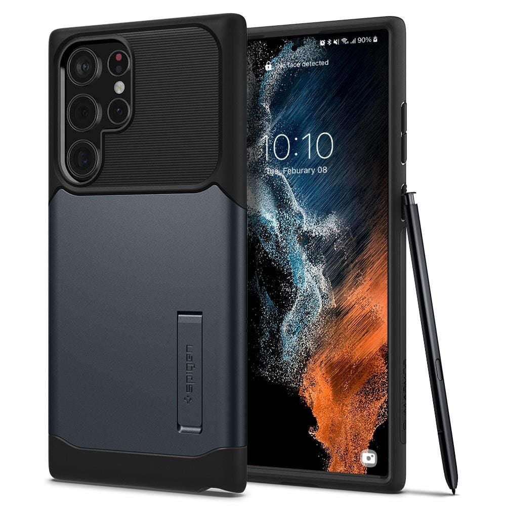 Spigen Galaxy S22 Ultra 5G ile Uyumlu Kılıf Slim Armor Metal Slate