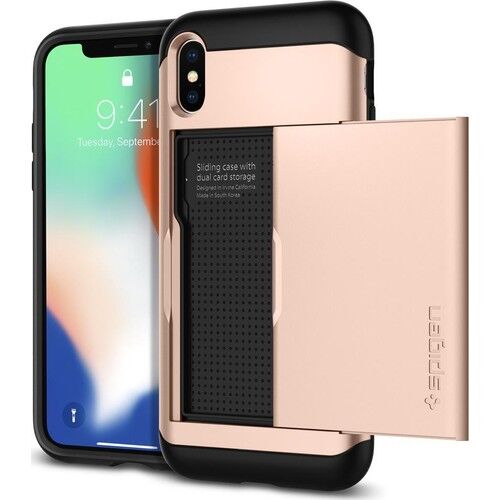 Spigen iPhone X ile Uyumlu Kılıf Slim Armor CS Blush Gold
