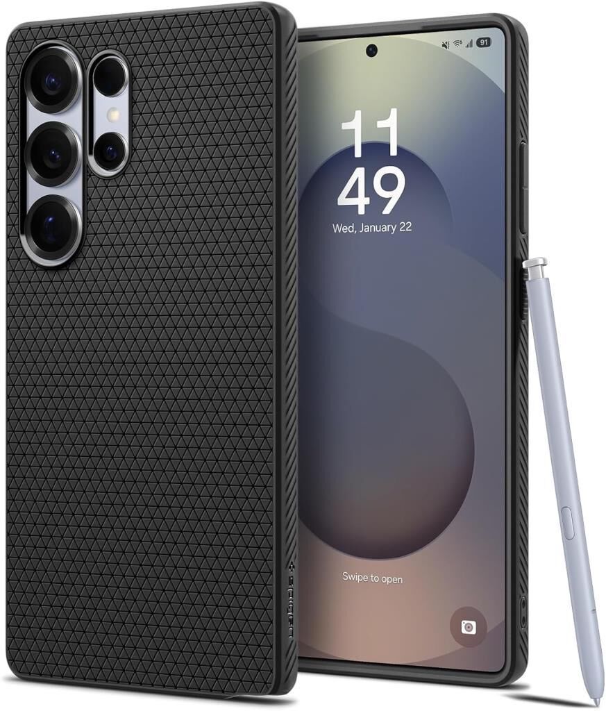 Spigen Galaxy S25 Ultra ile Uyumlu Kılıf Liquid Air Matte Black