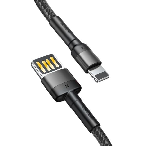 Baseus Cafule 2.4A Lightning 1M Şarj Kablosu CALKLF-GG1 Siyah/Gri