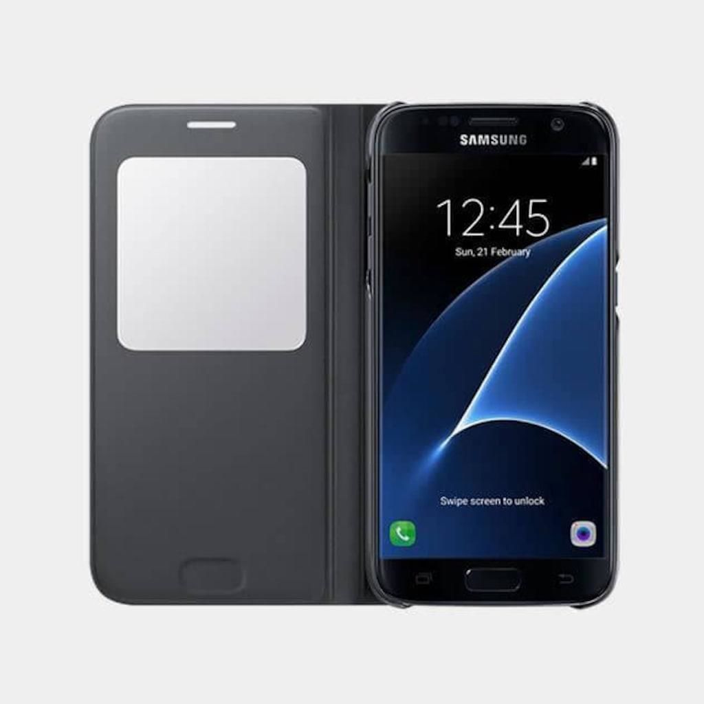 Galaxy S7 ile Uyumlu S View Cover Kılıf Siyah EF-CG930PBEGWW