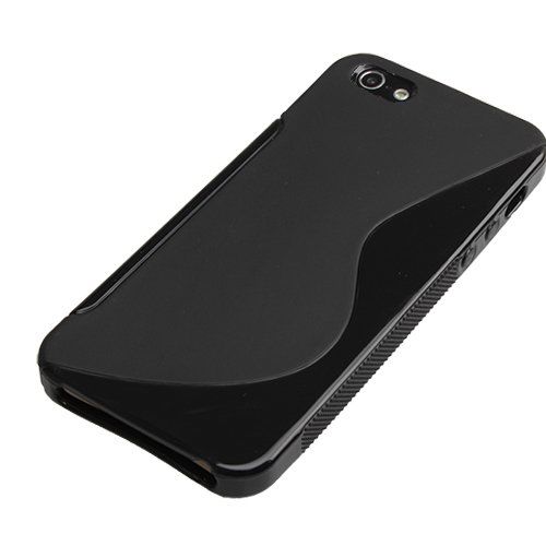 iPhone 5 ile Uyumlu S Desenli Silikon Kılıf Siyah