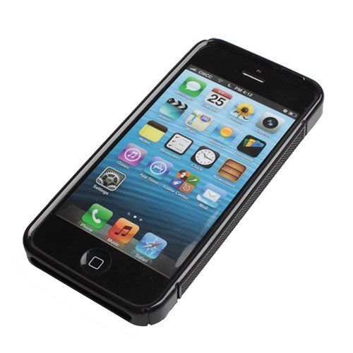 iPhone 5 ile Uyumlu S Desenli Silikon Kılıf Siyah