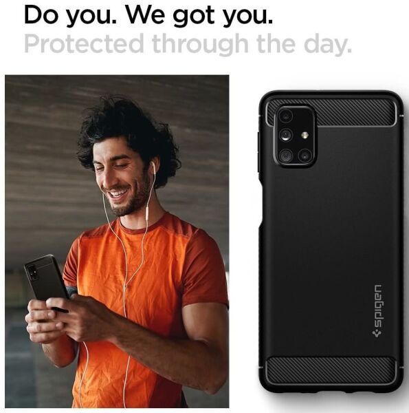Spigen Galaxy M31s ile Uyumlu Kılıf Rugged Armor Matte Black
