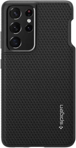 Spigen Galaxy S21 Ultra ile Uyumlu ince Kılıf Liquid Air Hava Kanalı Teknolojisi™ Askeri Sınıf Koruma Dokulu Yüzey Kapak Matte Black