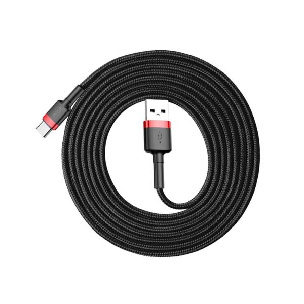 Baseus Cafule Cable 2A Type-C Şarj Kablosu Kırmızı Siyah 2M CATKLF-C91