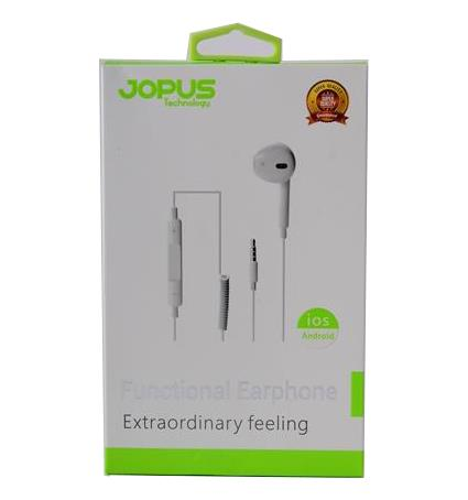 Jopus Universal 3,5 Mikrofonlu Kulaklık Seti Beyaz Tekli Yayli JP-04