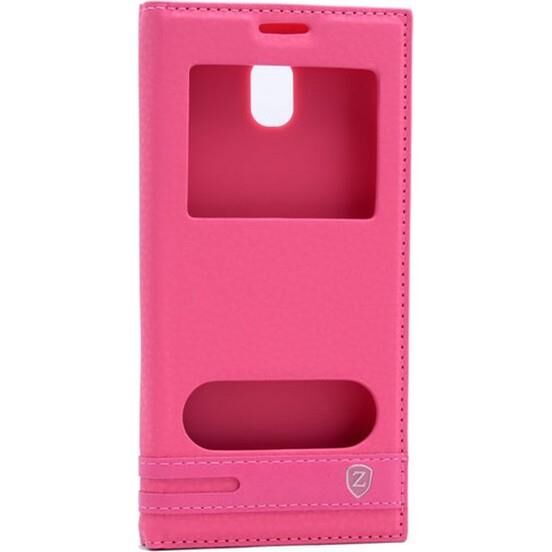 Galaxy J530 (J5 2016) ile Uyumlu Pencereli Kapaklı Kılıf Pembe