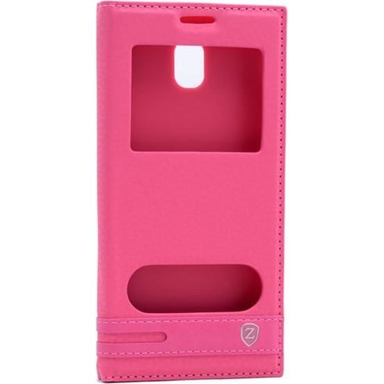 Galaxy J530 (J5 2016) ile Uyumlu Pencereli Kapaklı Kılıf Pembe