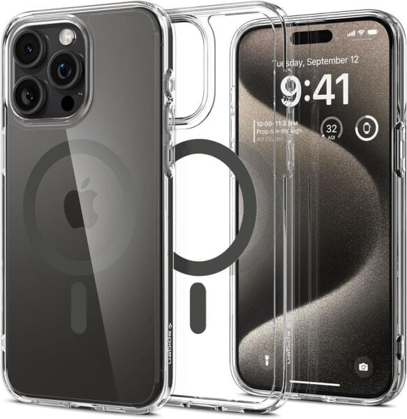 Spigen iPhone 15 Pro Max ile Uyumlu Kılıf Ultra Hybrid Magfit (Magsafe Uyumlu) Graphite
