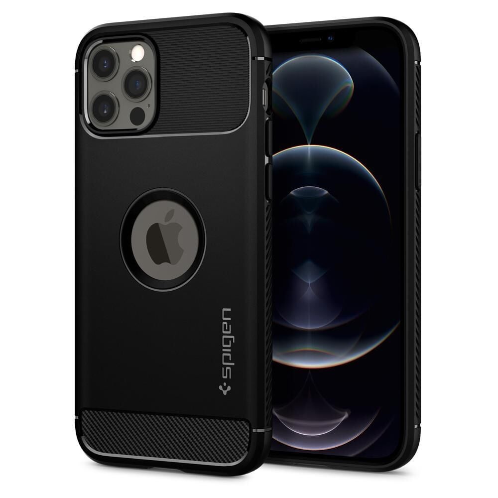 Spigen iPhone 12 Pro / iPhone 12 ile Uyumlu Kılıf Rugged Armor Matte Black