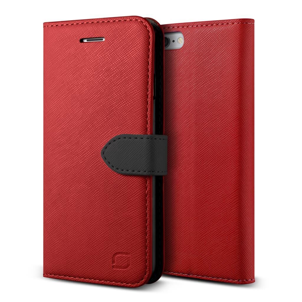 Lific iPhone 6 Plus ile Uyumlu Saffiano Diary Kılıf Red Black
