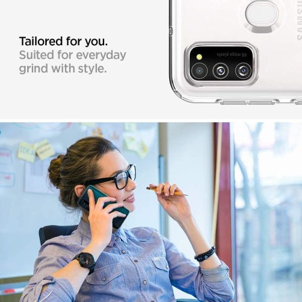 Spigen Galaxy M30s ile Uyumlu Kılıf Liquid Crystal 4 Tarafı Tam Koruma Crystal Clear