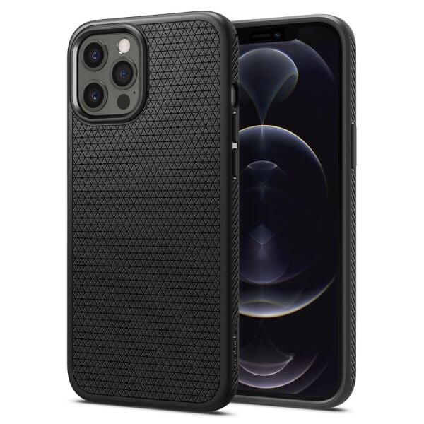 Spigen iPhone 12 / iPhone 12 Pro ile Uyumlu Kılıf Liquid Air Matte Black