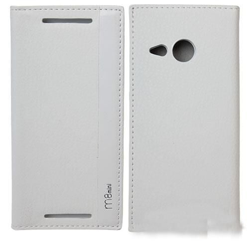 One M8 Mini ile Uyumlu Magnum Serisi Yan Model Kapaklı Kılıf Beyaz