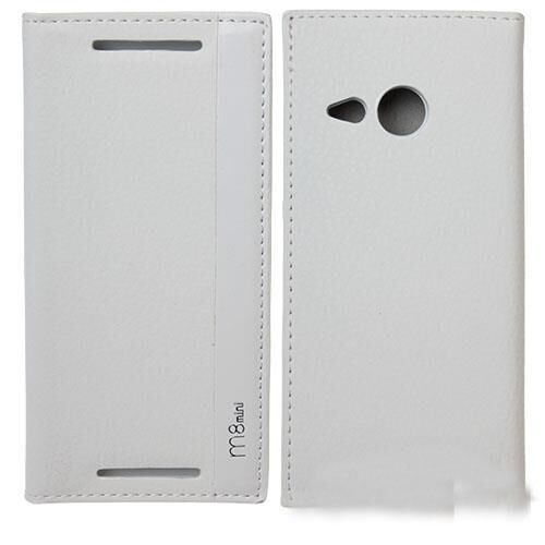 One M8 Mini ile Uyumlu Magnum Serisi Yan Model Kapaklı Kılıf Beyaz