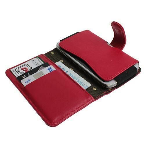 Xperia Acro S LT26W ile Uyumlu Yan Kapaklı Cüzdanlı Kart Bölmeli Deri Kılıf Kırmızı Renk