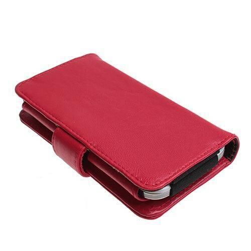 Xperia Acro S LT26W ile Uyumlu Yan Kapaklı Cüzdanlı Kart Bölmeli Deri Kılıf Kırmızı Renk