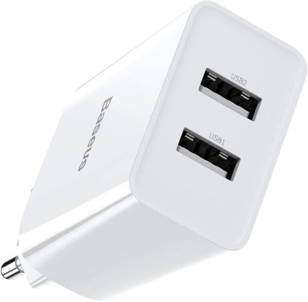 Baseus CCFS-R02 Speed Mini Dual Seyahat Şarjı 10.5W Beyaz