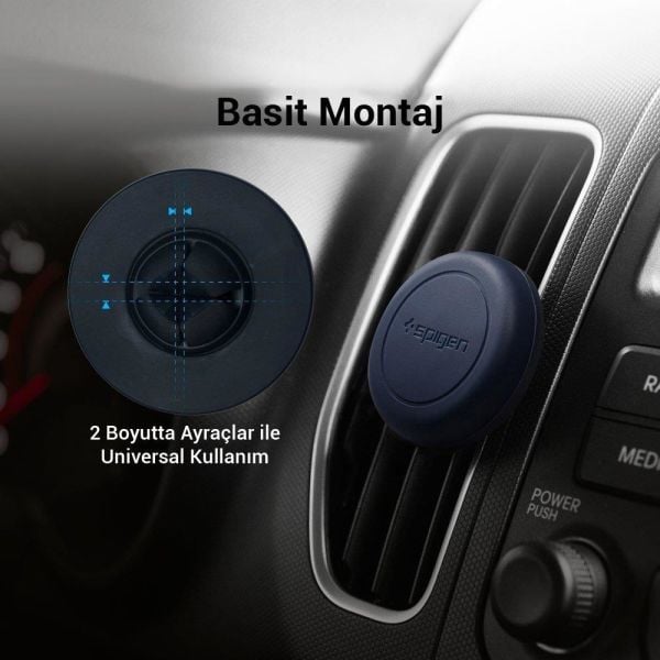 Spigen Araç Tutacağı Manyetik Evrensel (Tüm Cihazlarla Uyumlu Araç Tutucu) A200 Midnight Blue