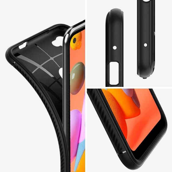 Spigen Galaxy M11 / Galaxy A11 ile Uyumlu Kılıf Rugged Armor Matte Black