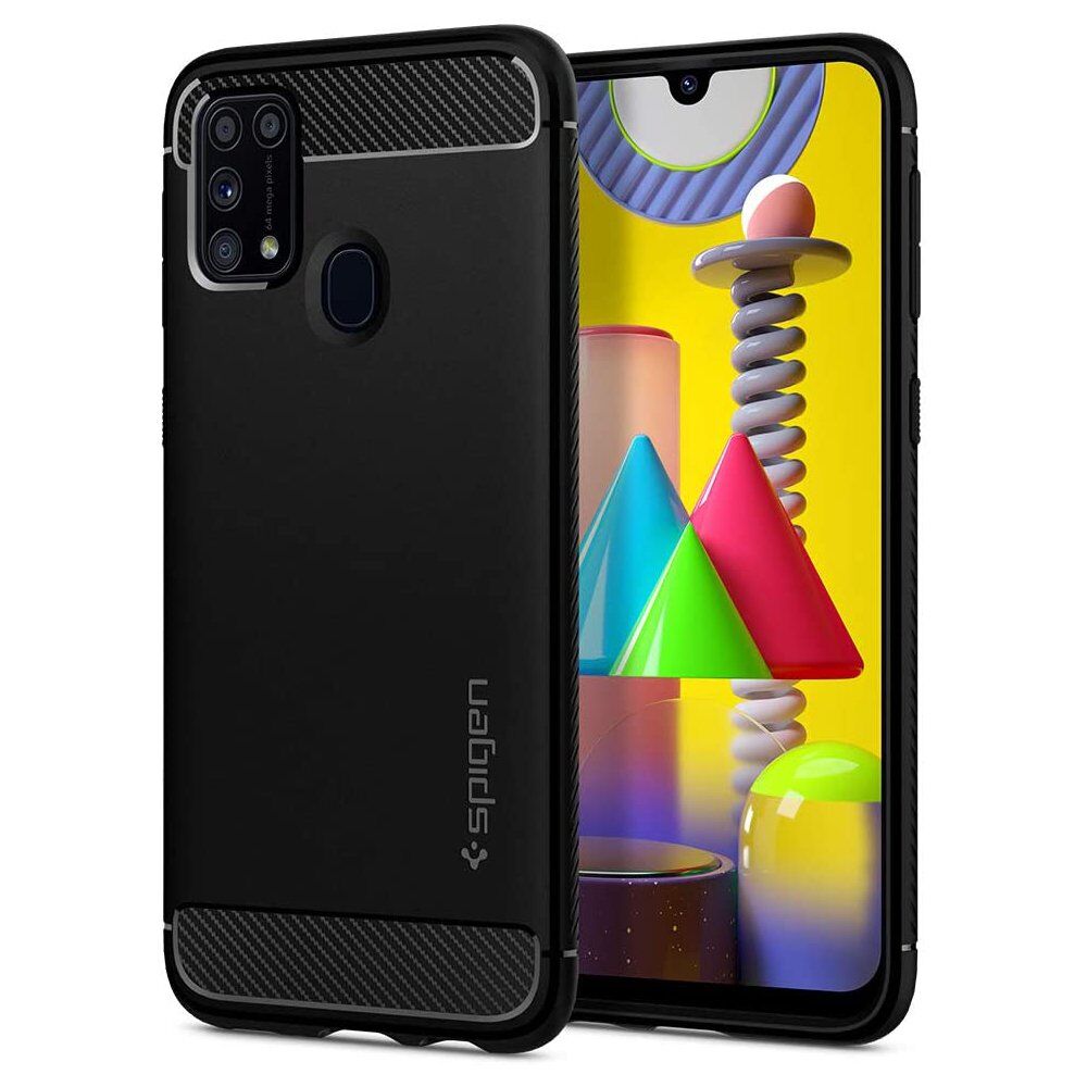 Spigen Galaxy M31 ile Uyumlu Kılıf Rugged Armor Black