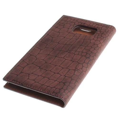 Galaxy S6 ile Uyumlu Kılıf Rock Serisi Kapaklı Kahverengi