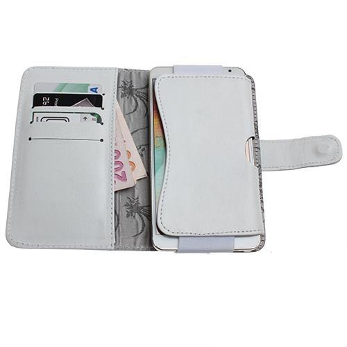 Galaxy Note 3 N9000 ile Uyumlu Cüzdanlı Hakiki Deri Kılıf Beyaz