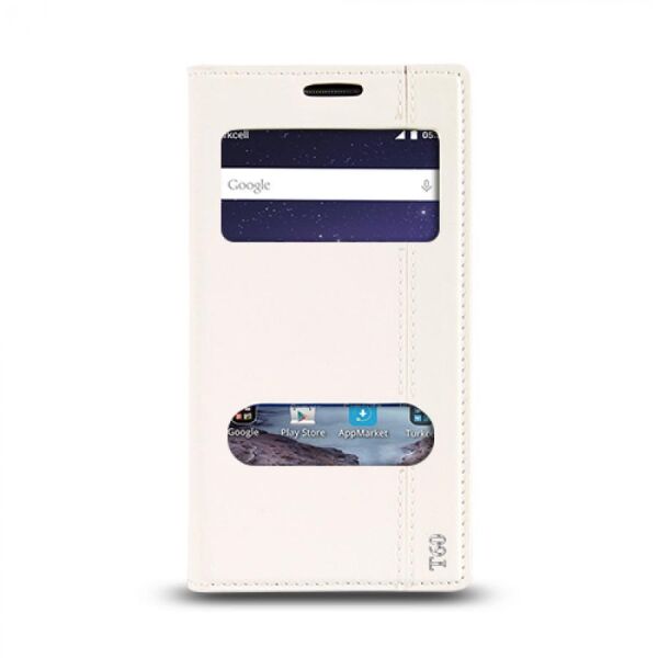 T50 ile Uyumlu Magnum Mıknatıslı Pencereli Kılıf Beyaz