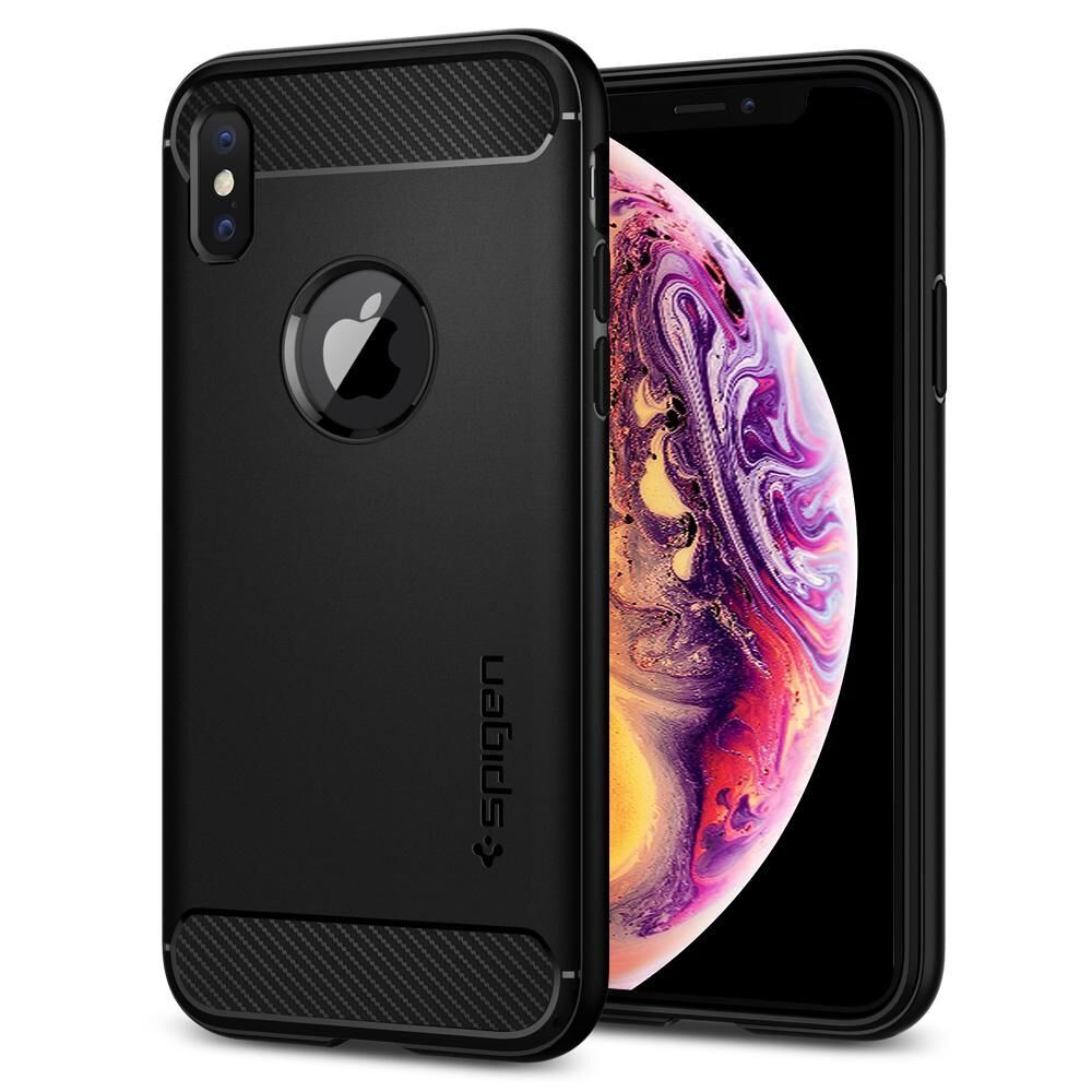 Spigen iPhone XS ile Uyumlu Kılıf Rugged Armor Matte Black