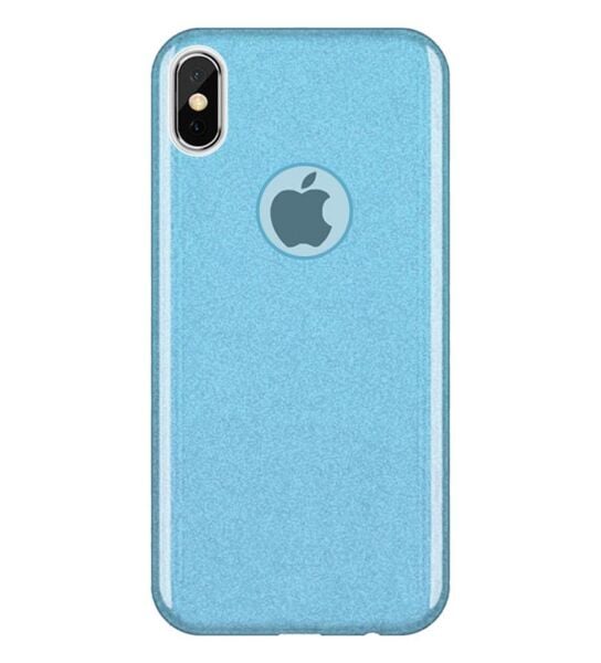 iPhone X ile Uyumlu Shining Simli Silikon Kılıf Mavi
