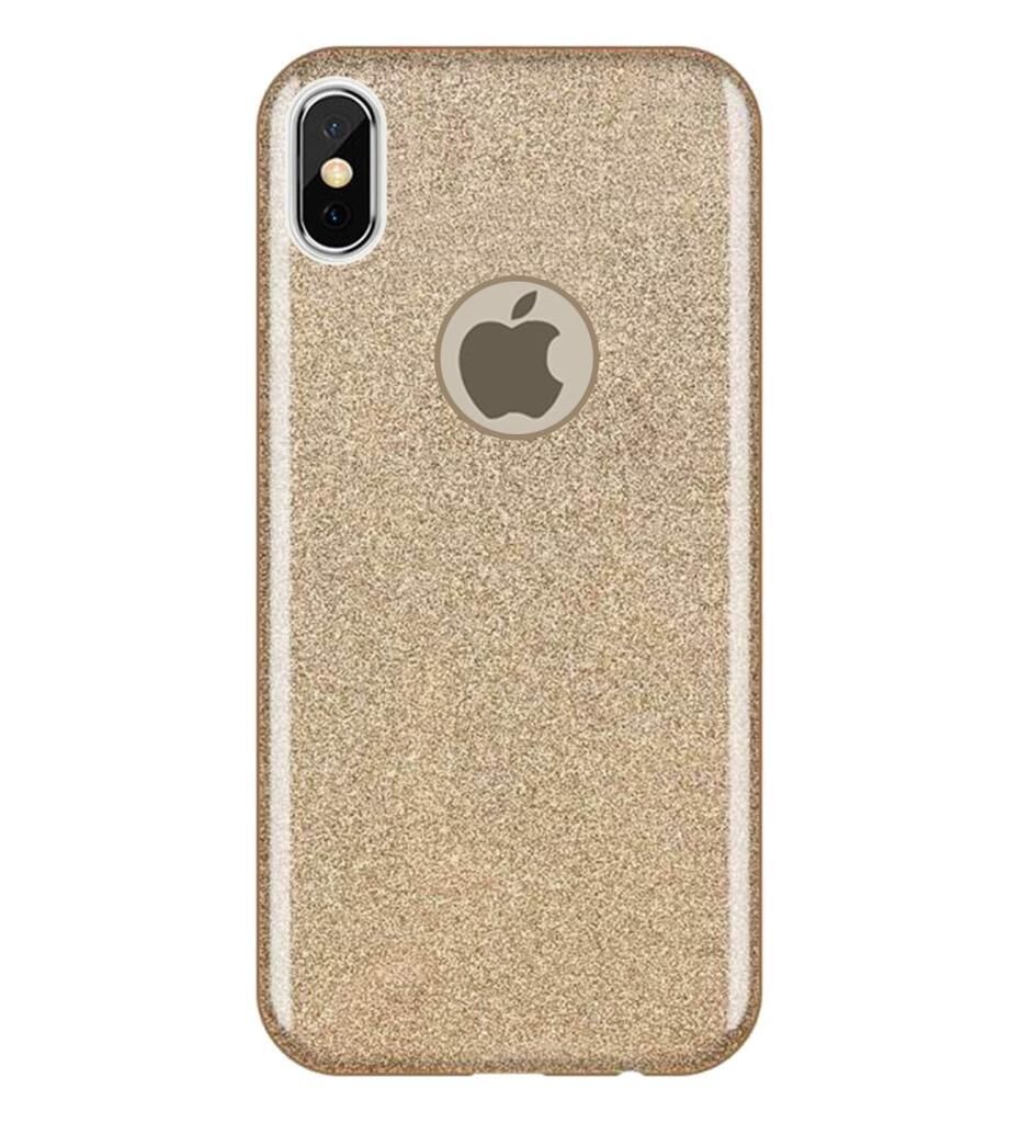 iPhone X ile Uyumlu Shining Simli Silikon Kılıf Gold