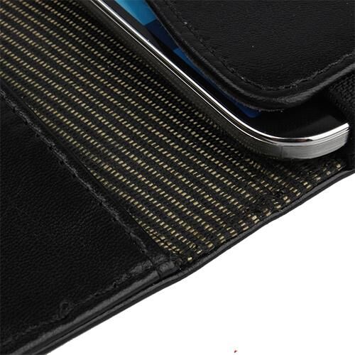 Galaxy S5 G900 ile Uyumlu Yan Kapaklı Cüzdanlı Kart Bölmeli Deri Kılıf Siyah Renk