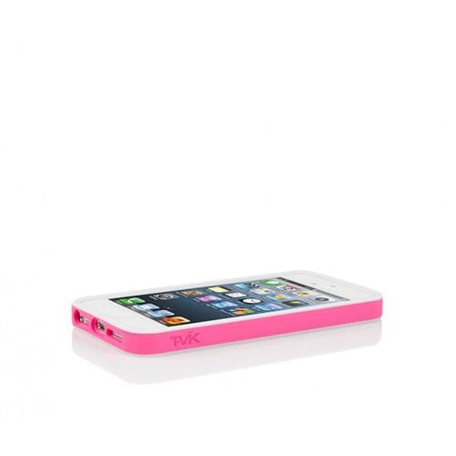 Tavik iPhone SE/5S/5 ile Uyumlu Kılıf Bumper Beyaz Pembe PKG1170