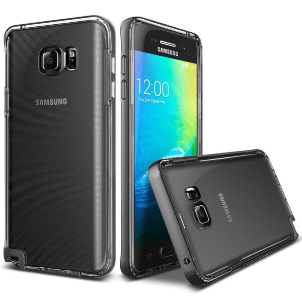 Verus Galaxy Note 5 ile Uyumlu Crystal Bumper Series Kılıf Renk  Steel Silver