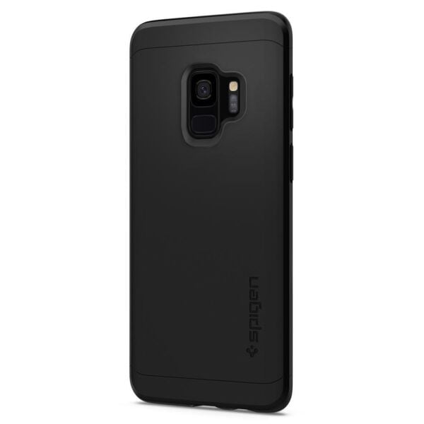 Spigen Galaxy S9 ile Uyumlu Kılıf Thin Fit 360 + Tempered Glass Cam Koruyucu Black