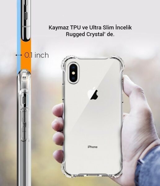 Spigen iPhone 11 Pro Max ile Uyumlu Kılıf Rugged Crystal Crystal Clear