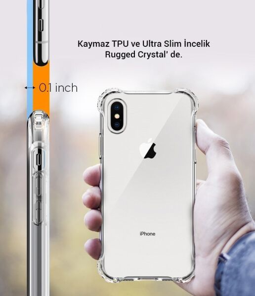 Spigen iPhone 11 Pro Max ile Uyumlu Kılıf Rugged Crystal Crystal Clear