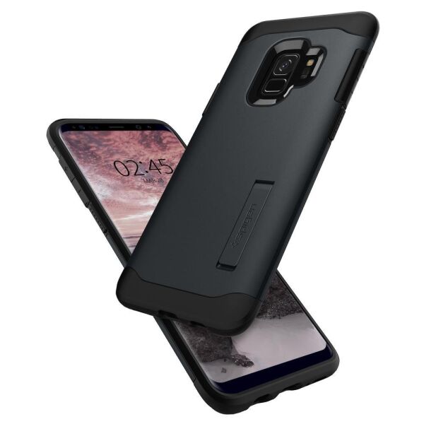 Spigen Galaxy S9 ile Uyumlu Kılıf Slim Armor Metal Slate