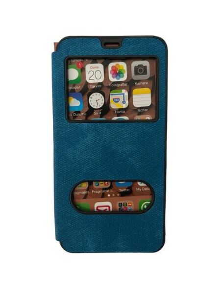 Jopus Y6 2018 ile Uyumlu Premium Kapaklı Kılıf Mavi