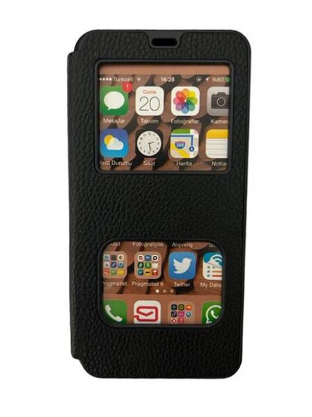 Jopus Y8P ile Uyumlu Premium Kapaklı Kılıf Siyah