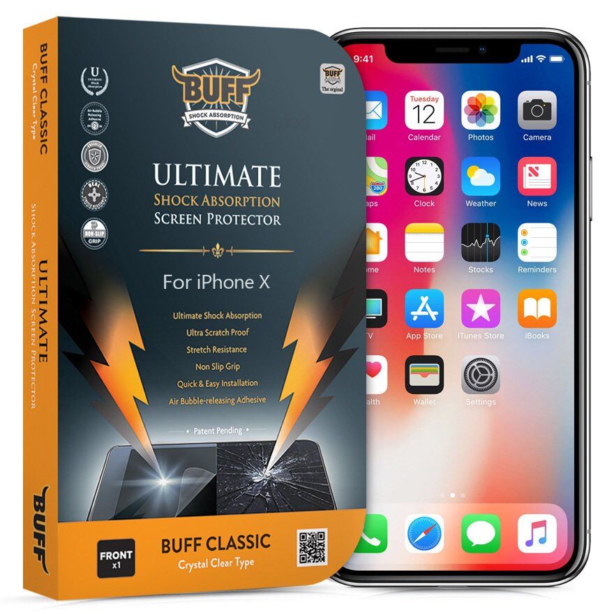 Buff iPhone X ile Uyumlu Darbe Emici Ekran Koruyucu Film