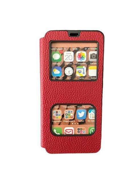 Jopus Y8P ile Uyumlu Premium Kapaklı Kılıf Kırmızı