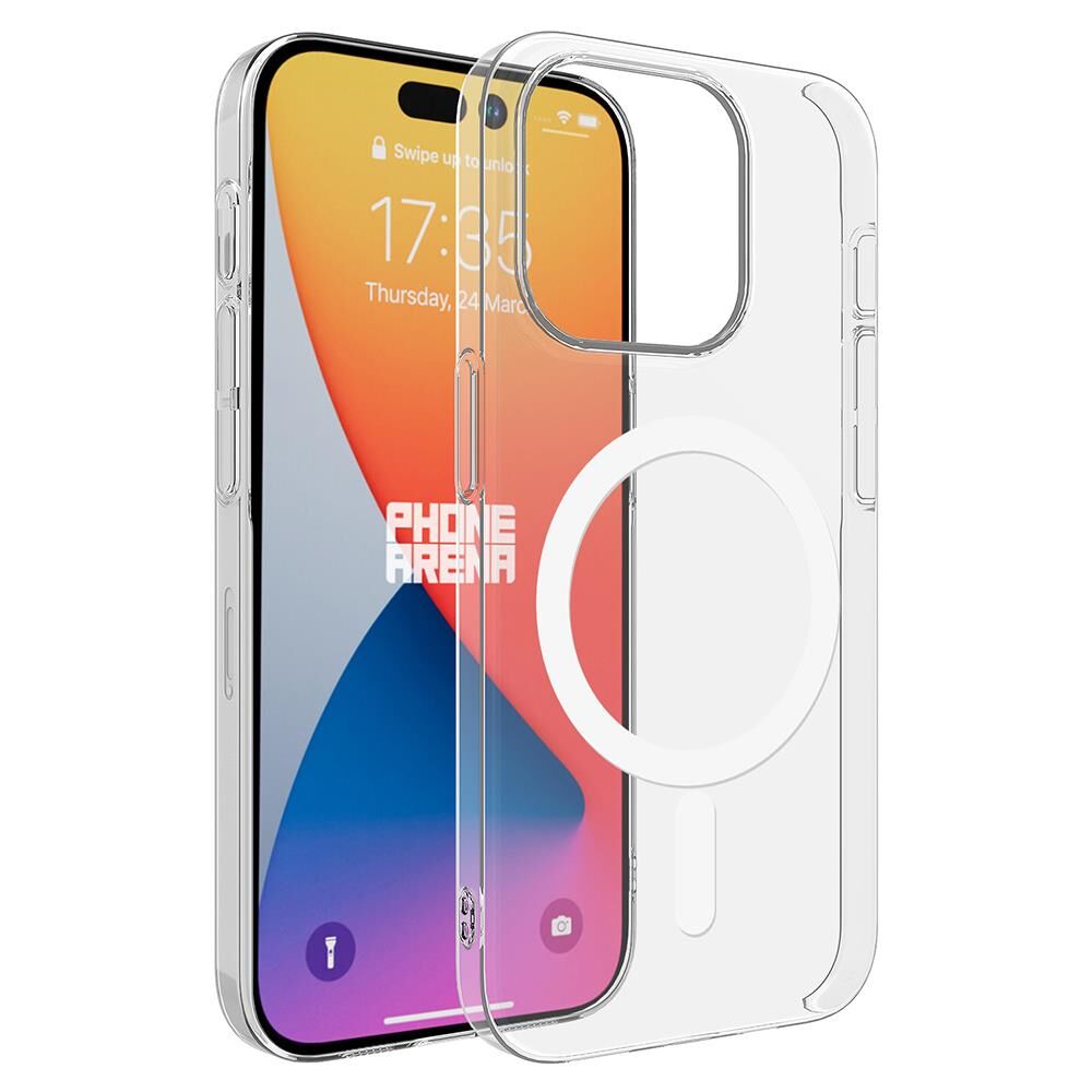 Zore iPhone 15 Pro ile Uyumlu Kılıf M-safe Şarj Özellikli Şeffaf Tek Kamera Çerçeveli Porto Kapak