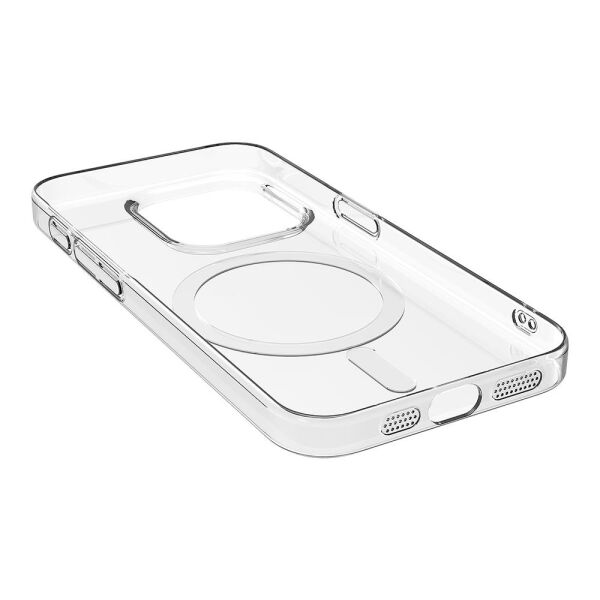 Zore iPhone 15 Pro ile Uyumlu Kılıf M-safe Şarj Özellikli Şeffaf Tek Kamera Çerçeveli Porto Kapak