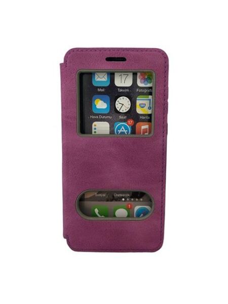 Jopus P20 ile Uyumlu Premium Kapaklı Kılıf Mor