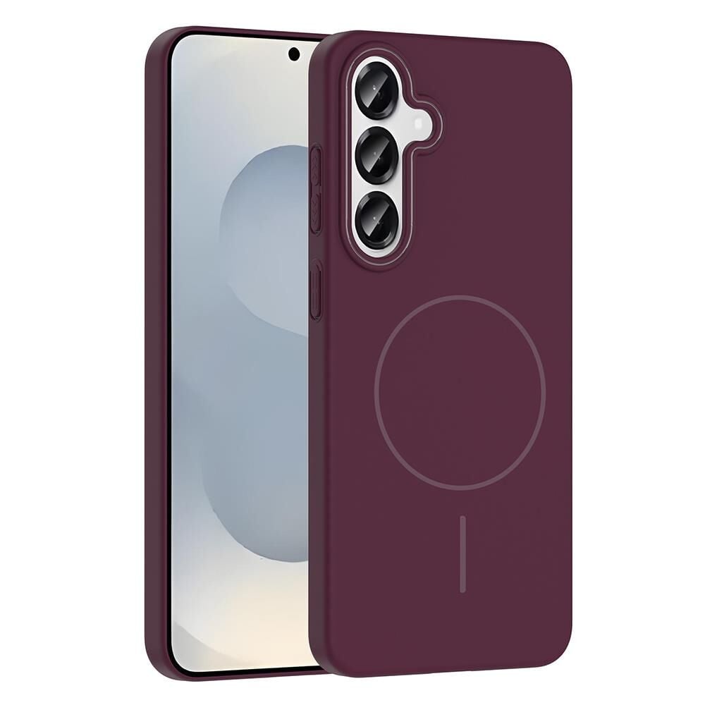 Zore Galaxy S24 ile Uyumlu Kılıf M-safe Şarj Özellikli Ruby Sert Kapak Mürdüm